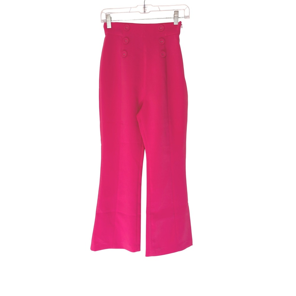 Elliatt Opulent Pant Fuchsia Pink High Waisted Sailor Button Wide Leg XS